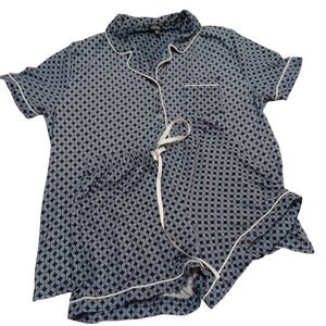 Navy Print Short Sleeve Top & Shorts Pajama Set Women's Size S/P Jones NY